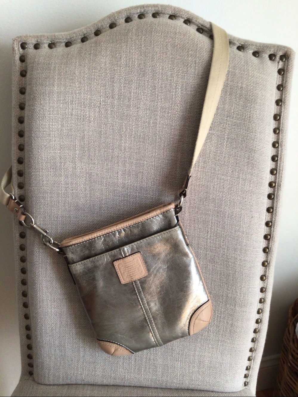 Coach Metallic and Tan Crossbody